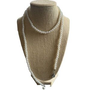 Elongated Pearl Wrap Style Necklace